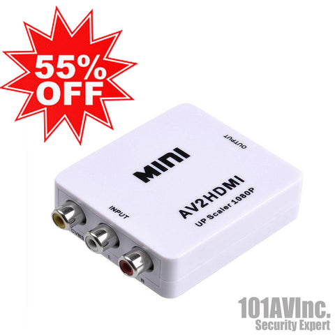 Mini Composite AV/CVBS to HDMI HD Video Converter 720p/ 1080p (3RCA to HDMI) - 101AVInc.