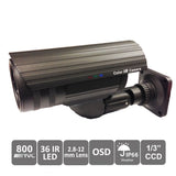 CCTV 800TVL Bullet Camera 2.8-12mm Variable Focal Lens 1/3” SONY Super HAD II CCD 36pcs IR LEDs DC12V OSD Control WDR Smart IR Day Night Outdoor Weatherproof - 101AVInc.