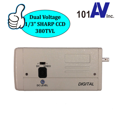 CCTV Box Camera 1/3” SHARP CCD 380TVL Dual Voltage 12V DC / 24V AC Security Color BNC (CC-3381N) - 101AVInc.