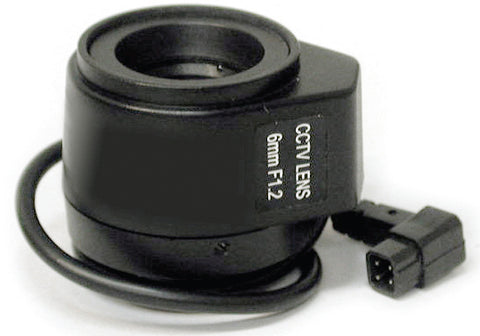 CCTV Security Camera 6.0mm Fixed Lens 1/3" CS Mount F1.2 Auto Iris, Metal Housing