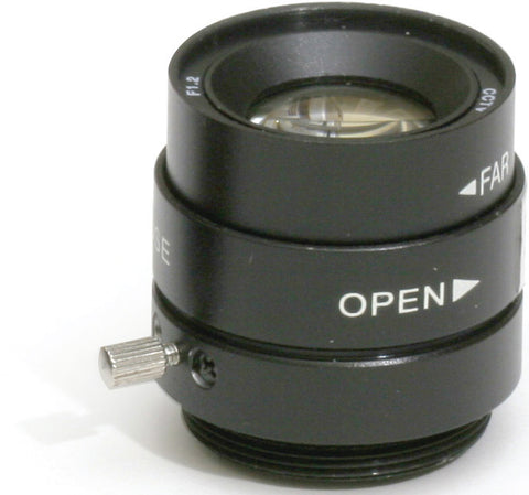 CCTV Security Camera 6.0mm Fixed Lens 1/3" CS Mount F1.2 Manual Iris, Metal Housing