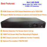 [LTD-08TCB3] 8CH 1080P 5in1 (TVI, AHD, CVI, Analog CVBS and IP) DVR w/ HDMI BNC VGA Output Mobile-APP Motion Real Time Recording