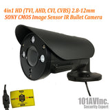 1080P 4in1 TVI/AHD/CVI/CVBS 2.8-12mm Varifocal Lens IR In/Outdoor Bullet Camera 12V (Black) - 101AVInc.